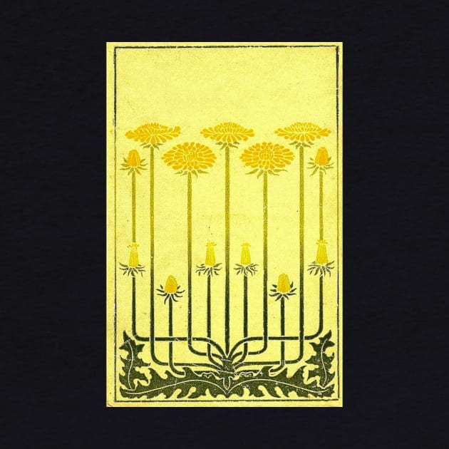 Golden dandelions vintage artwork by stevepaint